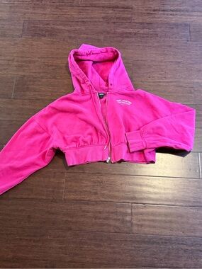 Express Woman Hot Pink Cropped Hoodie Jacket